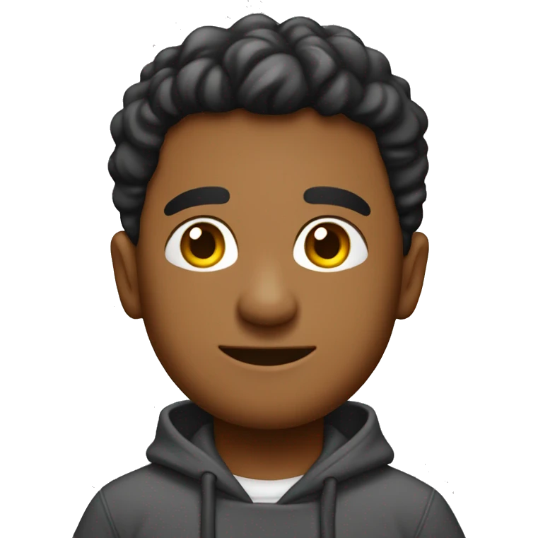chico despeinado con sudadera emoji
