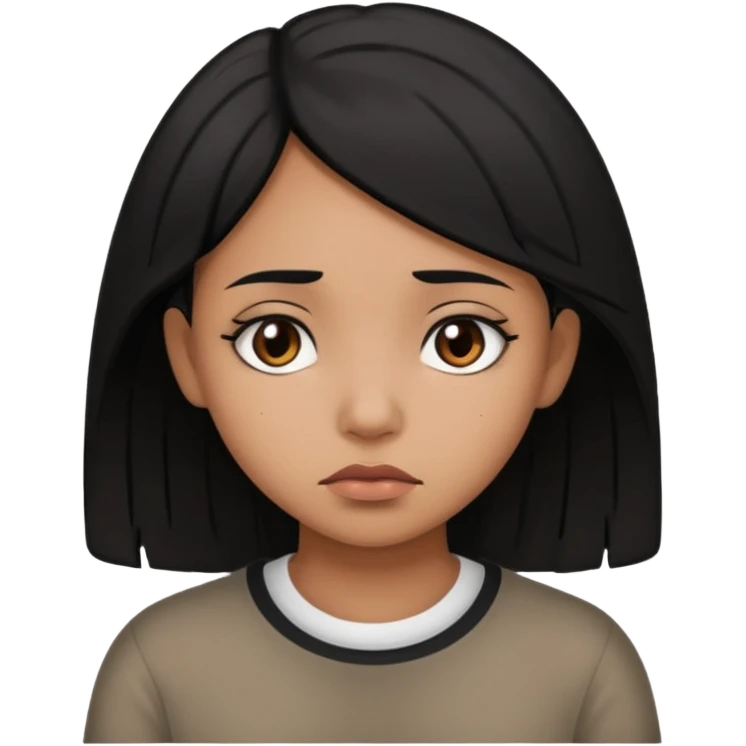 brown girl who is a baddie with black hair who is sad emoji