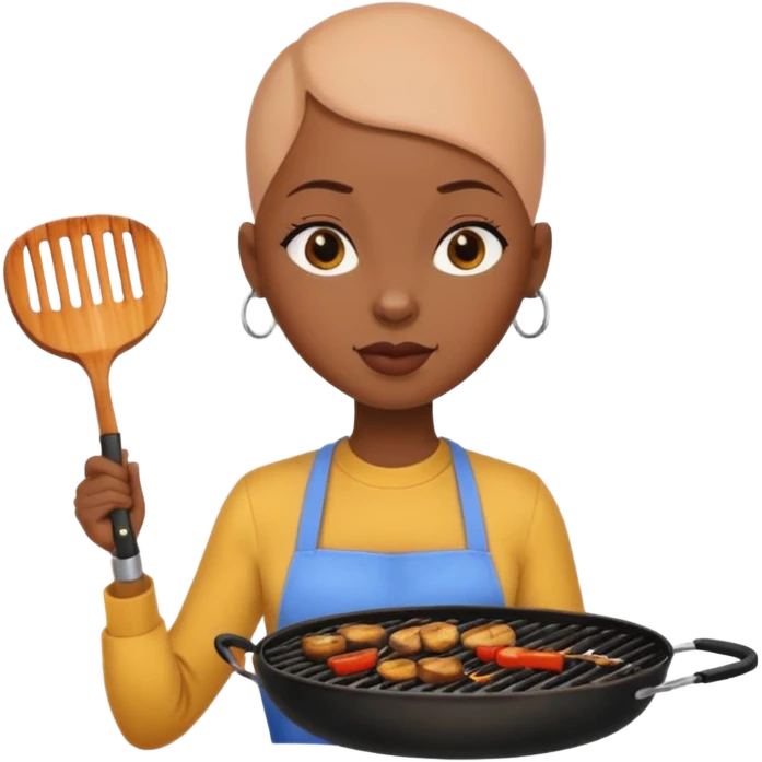 Bald head black girl grilling  emoji