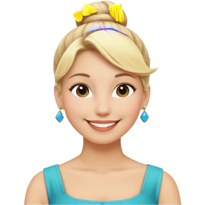 woman with blonde hair in a bun and earrings emoji