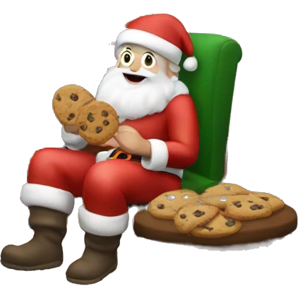 santa eating a cookie near a fireplace  emoji