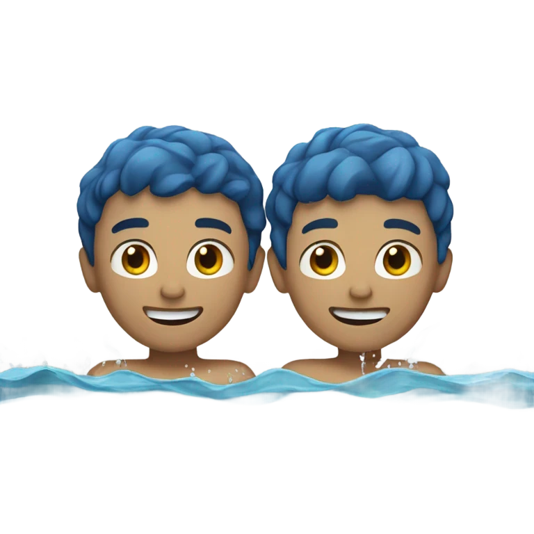 Two white boys swimming in the water  emoji