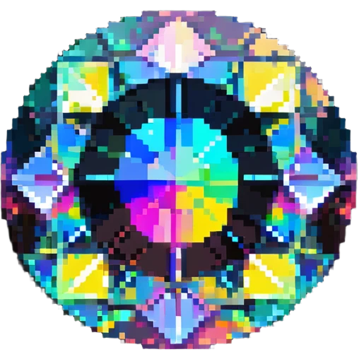 round mystic topaz holographic gem with rainbow colors emoji