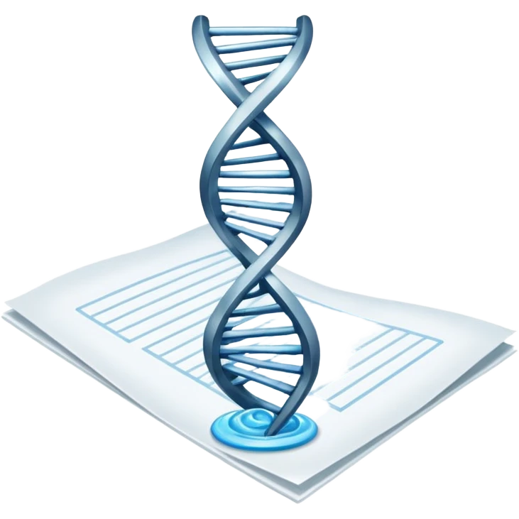 DNA strand above a paper sheet emoji