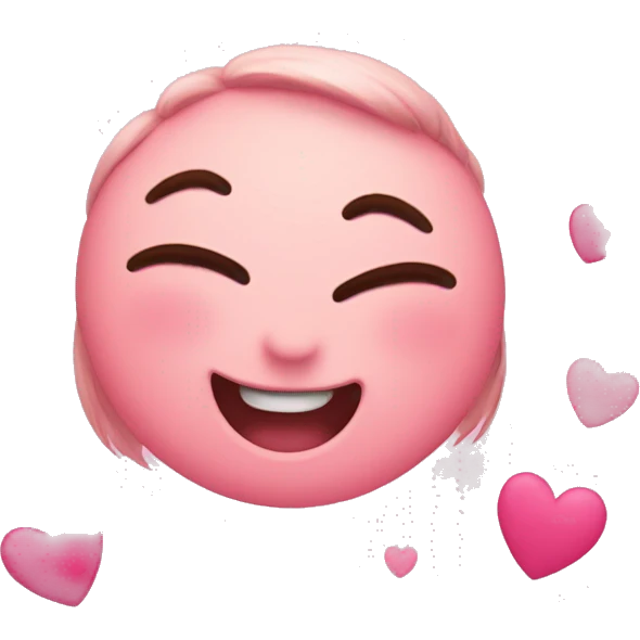blushing emoji with pink hearts emoji