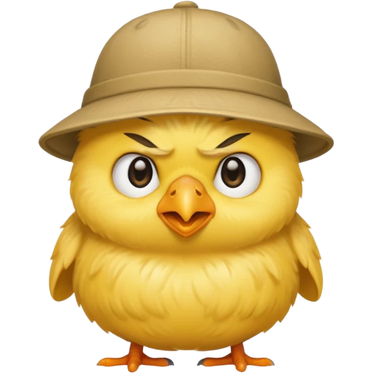 a grumpy chick wearing a hat emoji