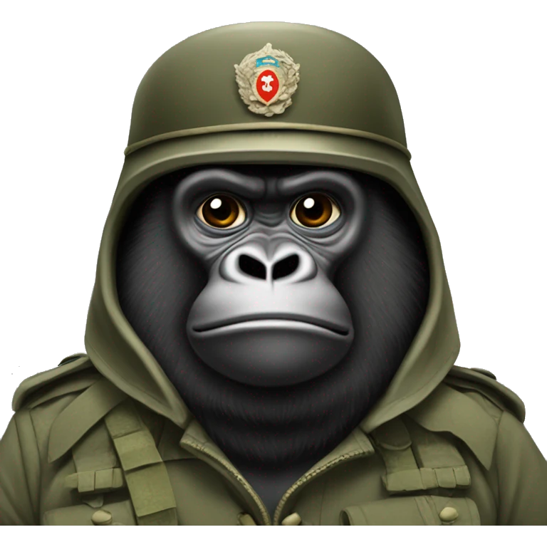 Gorila militar con boina negra  emoji