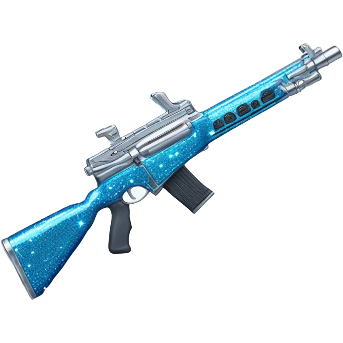 Chrome blue sparkly glittery rifle emoji