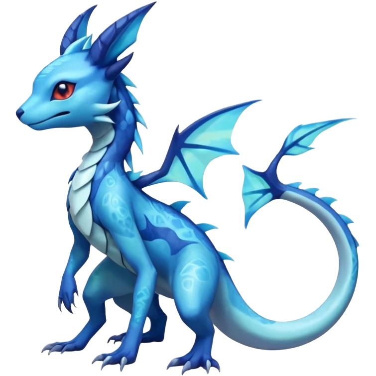 Anthropomorphic Scaley Shiny White Iridescent Colorful Exotic Salandit-Aurorus-Glaceon-Fakémon-hybrid-creature (full body)  emoji