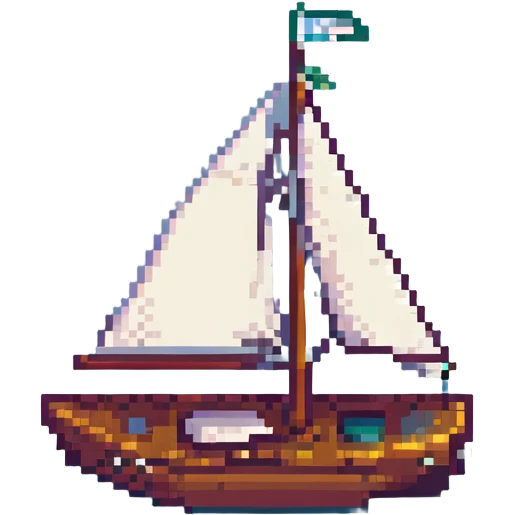 pixel art sailboat, retro video game style, no text emoji