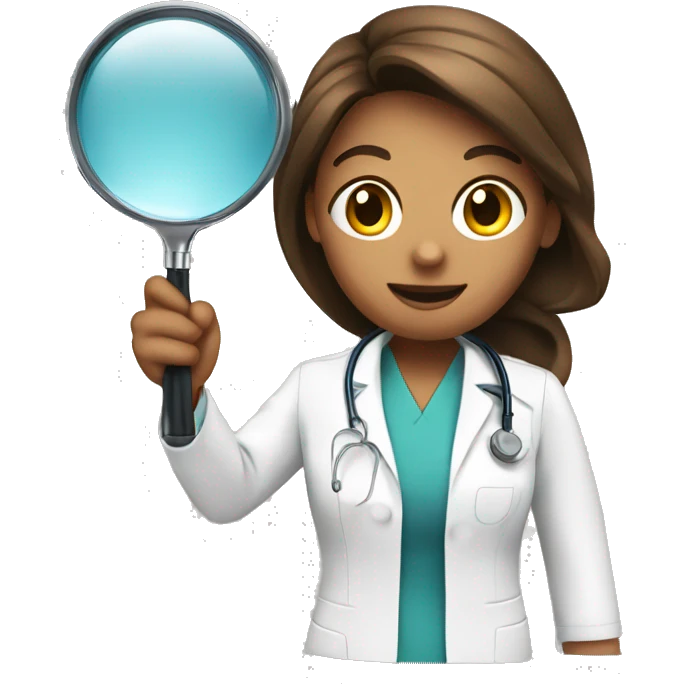 nurse holds magnifying glass emoji