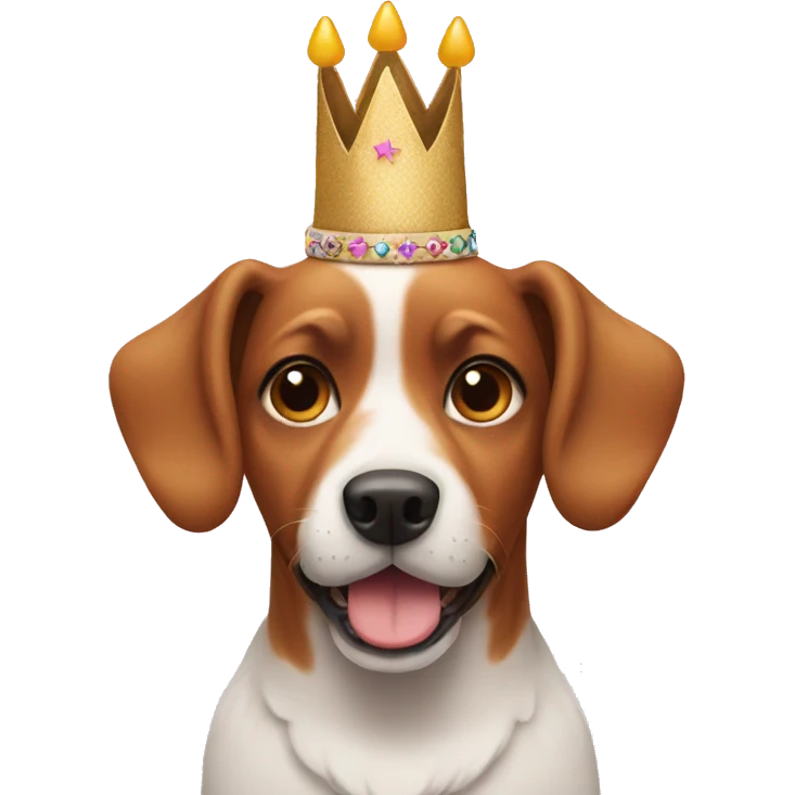 Dog with birthday crown emoji