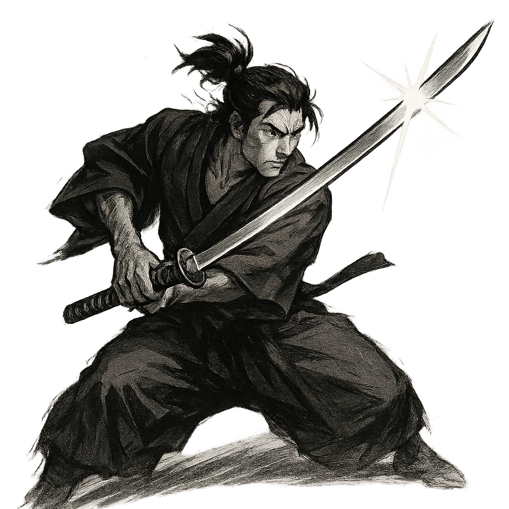 Japanese katana, dynamic pose, blade glinting, dramatic angle emoji