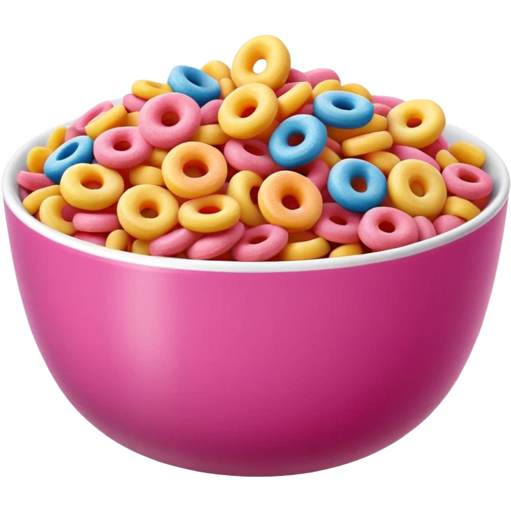 froot loops in a pink bowl, no spoon or milk emoji