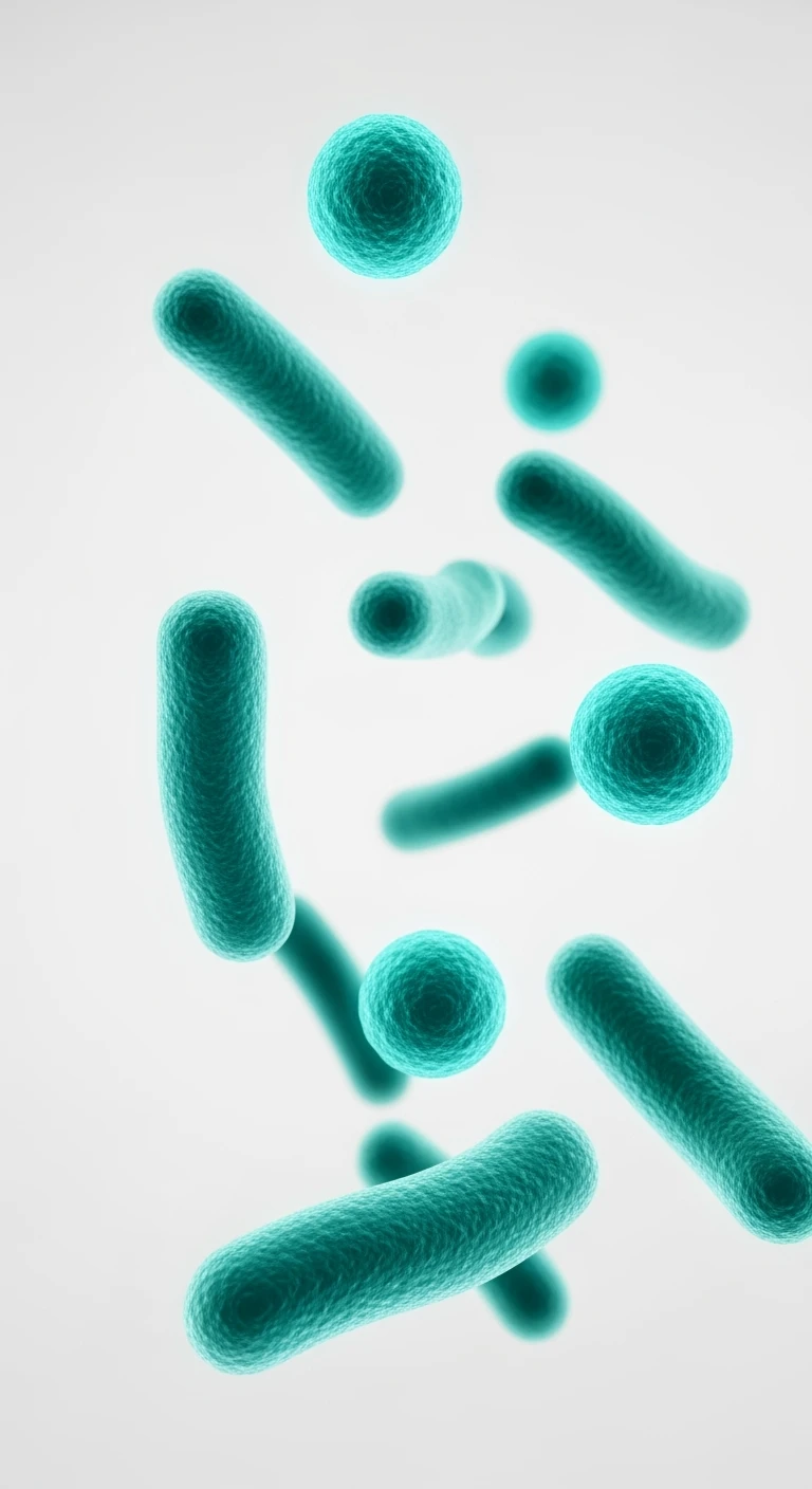 BATTERI INTESTINALI TURCHESI FLUTTUANO IN ARIA, SFONDO BIANCO emoji