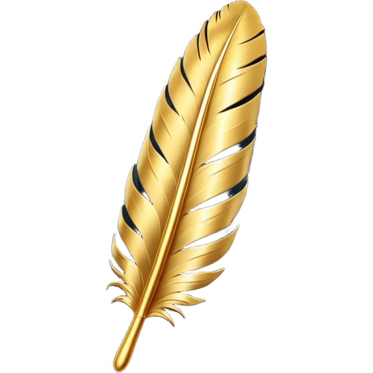 3D perspective Premium golden feather emoji