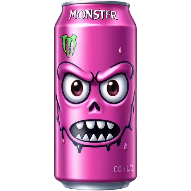 Pink monster energy drink with the logo of original monster company energy drink  emoji
