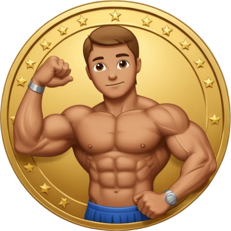 A bent arm showing its big bicep in a gold coin emoji