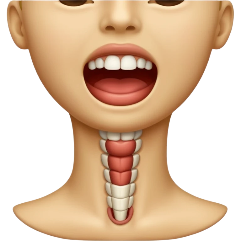 a clean, detailed emoji of a human throat, showing the neck front with subtle shading, simple anatomy, warm skin tone, smooth emoji style, no gore, no internal organs, friendly and clear medical-style icon
 emoji