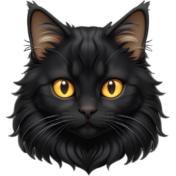 cinematic-cute black-maine-coon-cat-portrait-emoji,-head-tilted-playfully-and-inquisitively,-sleek--black-fur,-simplified-yet-adorable-features,-highly-detailed,-glowing-with-a-warm,-friendly-glow  emoji