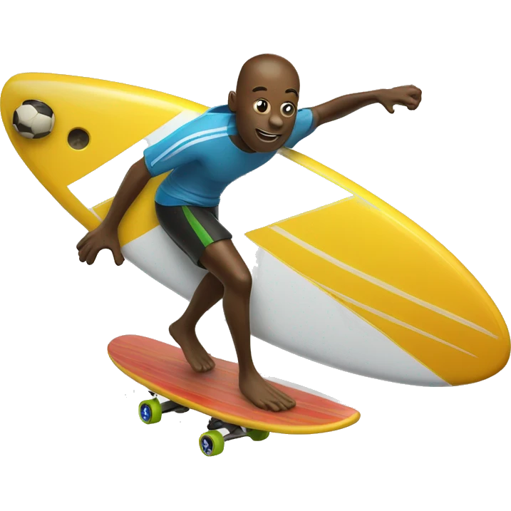 Soccer ball riding a surf board  emoji