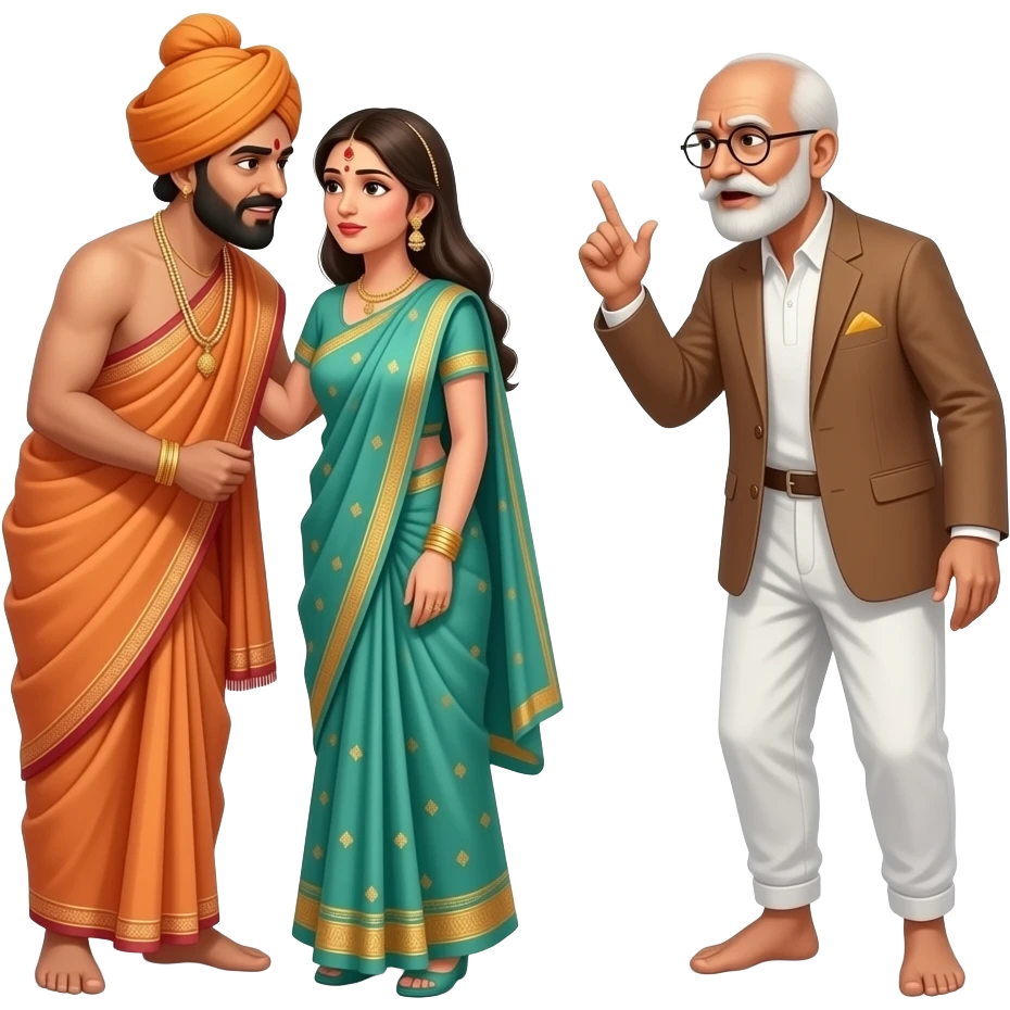 Hindu man who is making out with Pakistani woman and they are getting yelled at by gandhi emoji