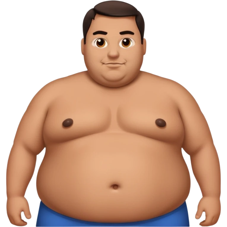 big fat guy body big boobs and belly rolls a bit tanned and very very bi boobs and brows hair and a unibrow emoji