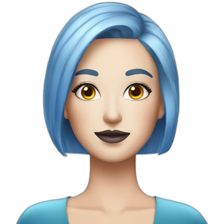 white women with short blue hair and glitter makeup emoji