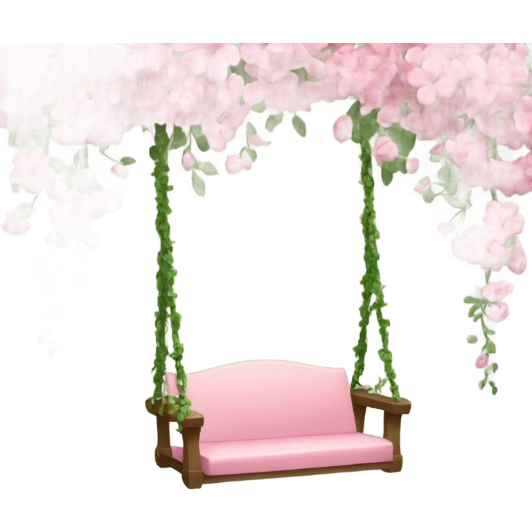 A swing made from pink flower and vines emoji