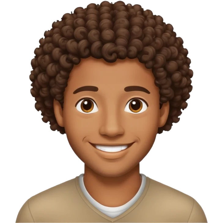 Handsome black guy with curly hair smiling  emoji