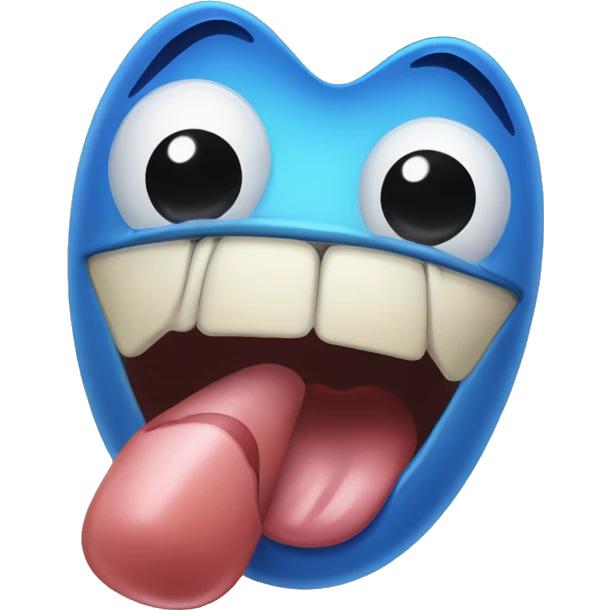 Generic tongue poking out emoji but with blue tongue emoji