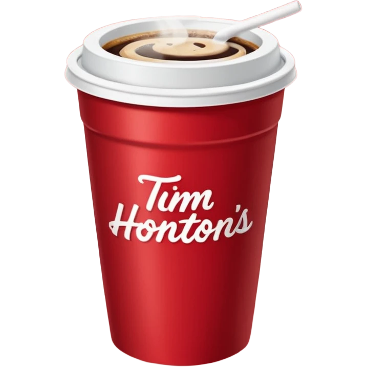 Tim Hortons coffee, it should be red cup with white write writing " Tim Hortons" and a White lid emoji