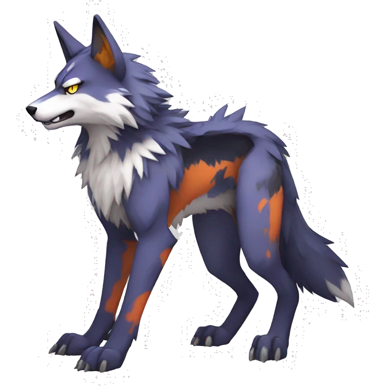  Cool Edgy Colorful Digimon-Fakemon-Wolf with edgy markings full body emoji