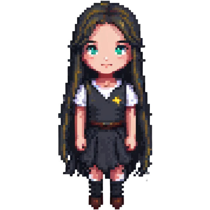Girl character with long hair emoji