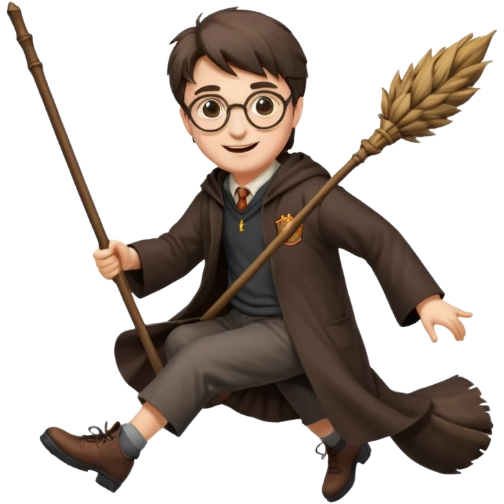 Harry potter flying on a broomstick emoji