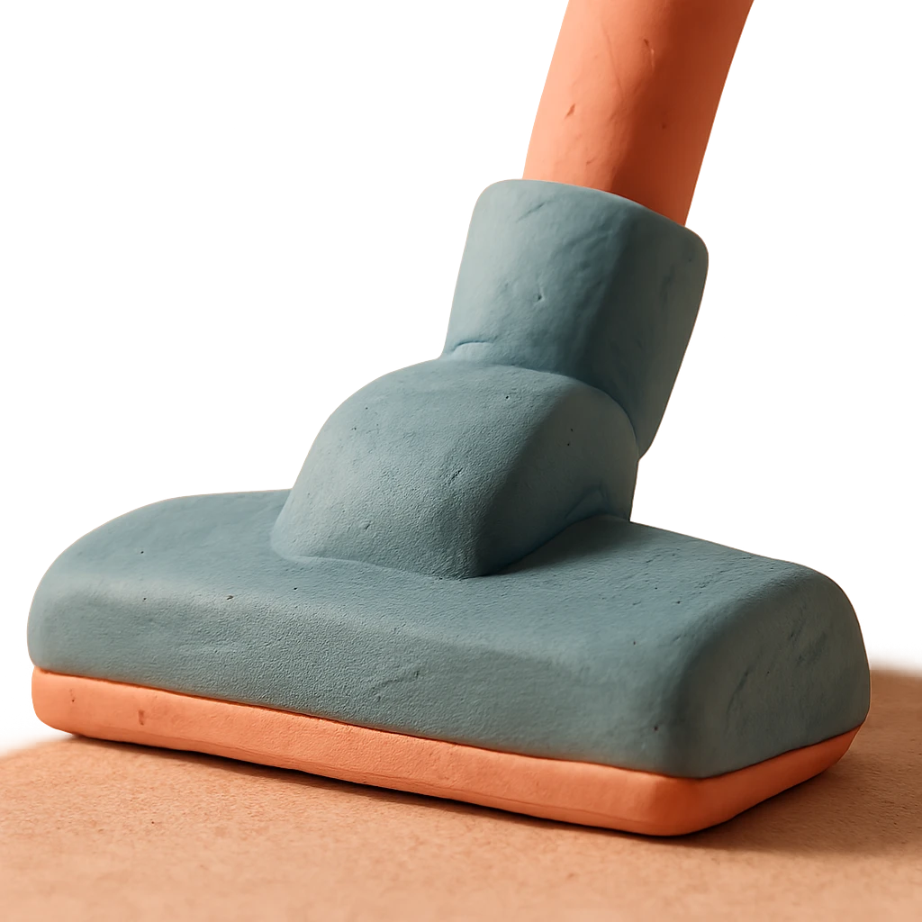 close-up of a vacuum cleaner nozzle in claymation style, matte finish, soft lighting, pastel colors emoji