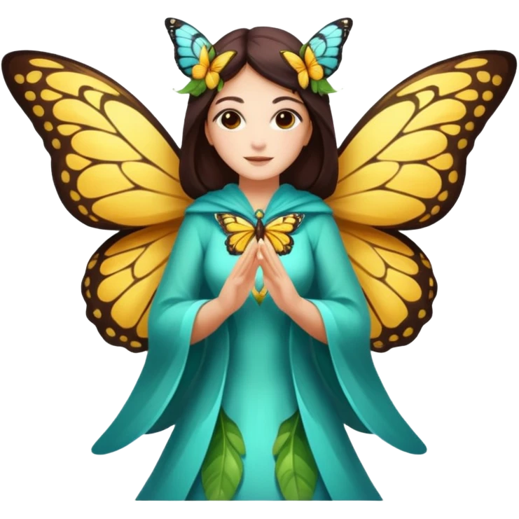 nature spirit woman dressed as butterfly herald, wing sleeves spread emoji