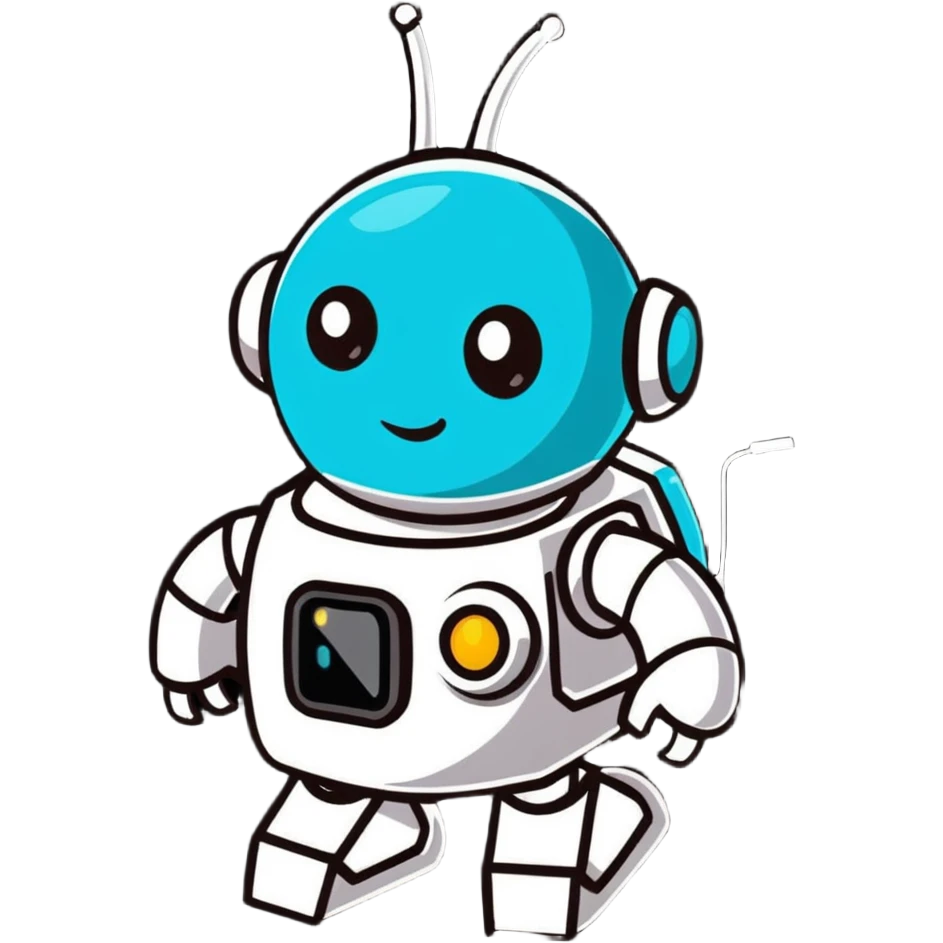 Cute robot character with blinking lights and antenna emoji