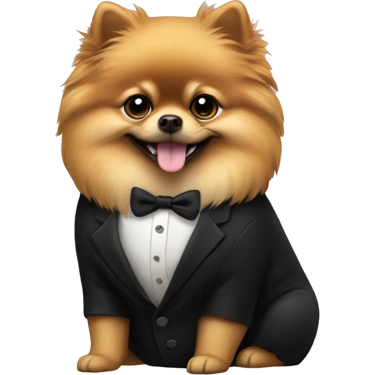 pomeranian in black suit emoji