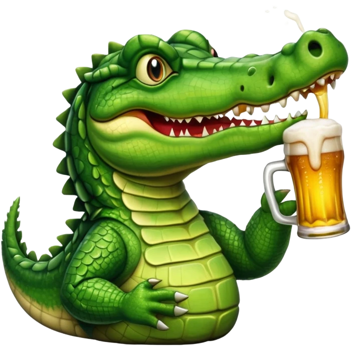 Crocodile buvqnt une bière emoji