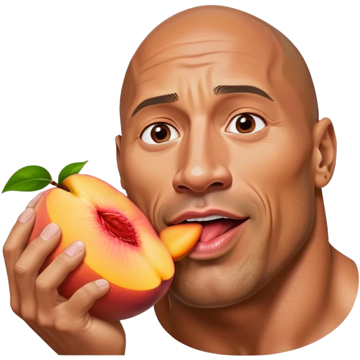 Dwayne the rock Johnson licking a peach emoji