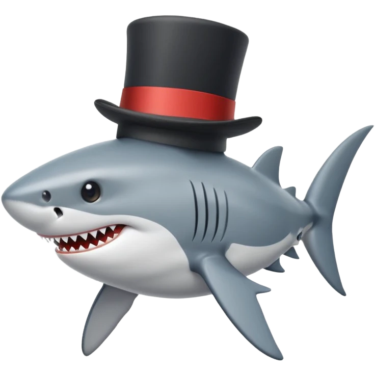 Shark with a top hat emoji