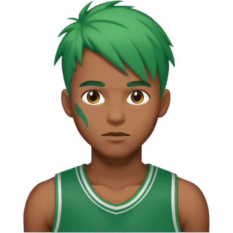 male, green haired, basketball player emoji
