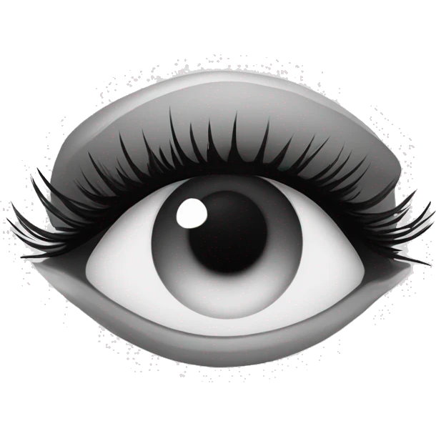 black and white eye with eyelashes simple without shading and crease lines emoji