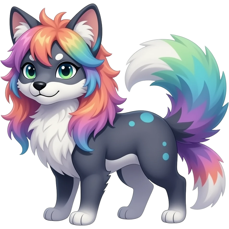 Exotic colorful badass elegant wild beautiful natural cute badass epic anthro modern furry sergal-vernid-creature, full body, colors-gradient pretty hair, aesthetic, art by LiLaiRa, art by art by Falvie emoji