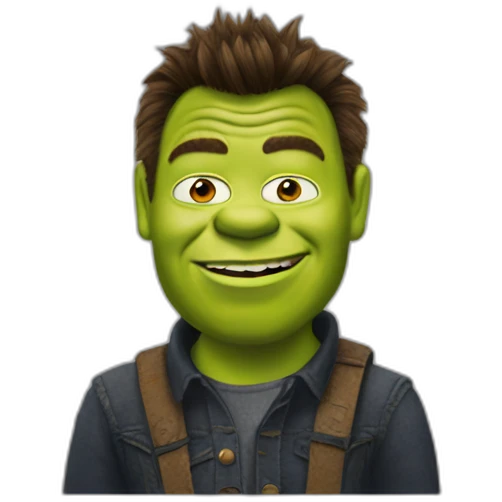 Shrek as rick astley emoji