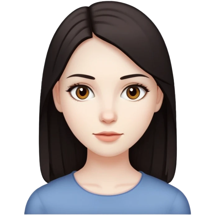 straight dark hair, pale skin, dark brown eyes, pretty bratz baddie emoji