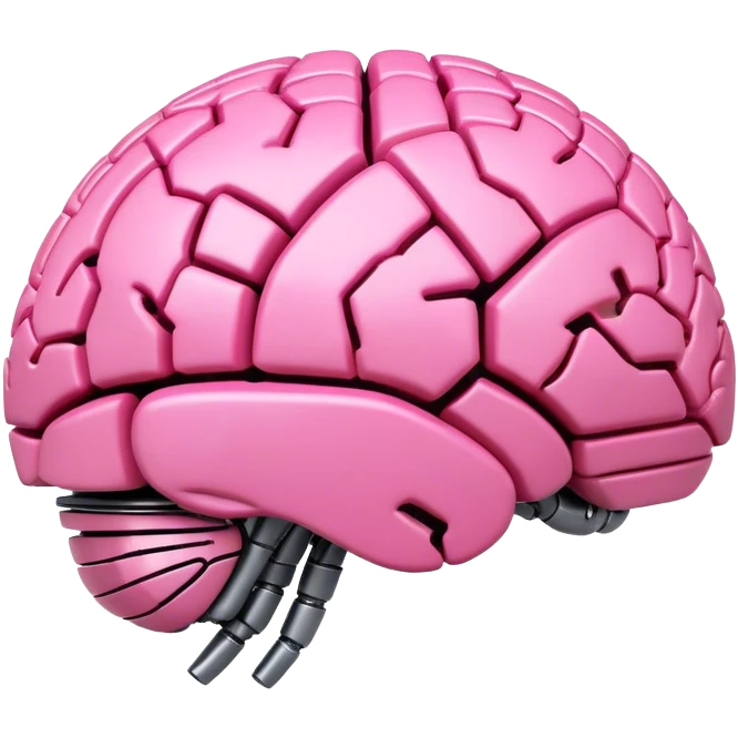 3d pink robotic brain in a form of earth emoji