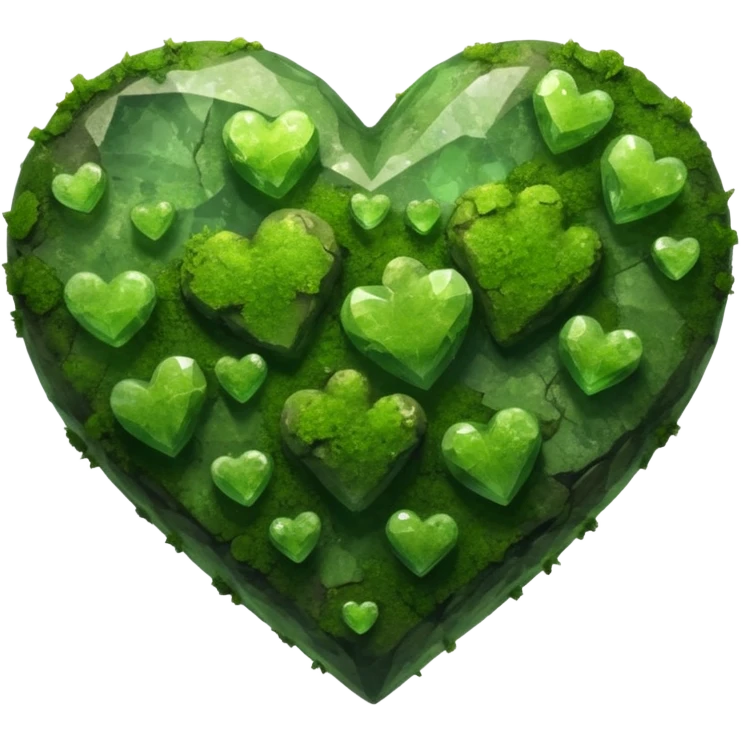 mossy heart shaped natural crystal rock emoji