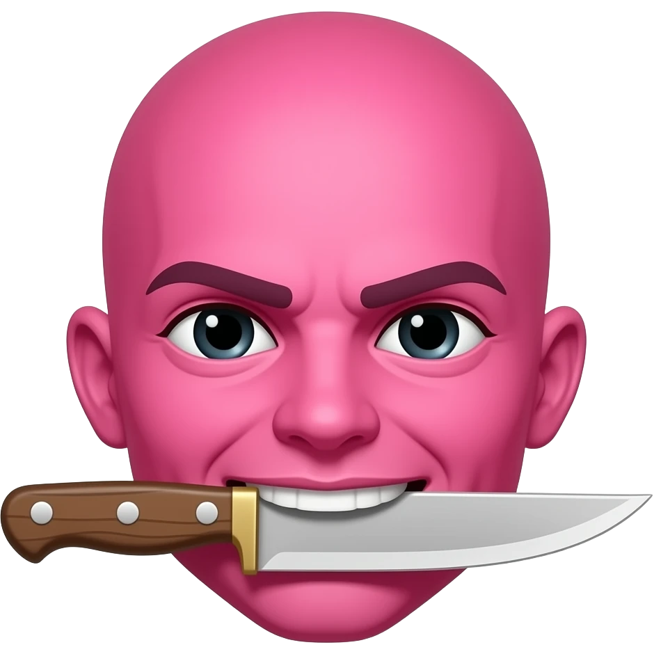 make this emoji rose colored with a knife in the mouth emoji